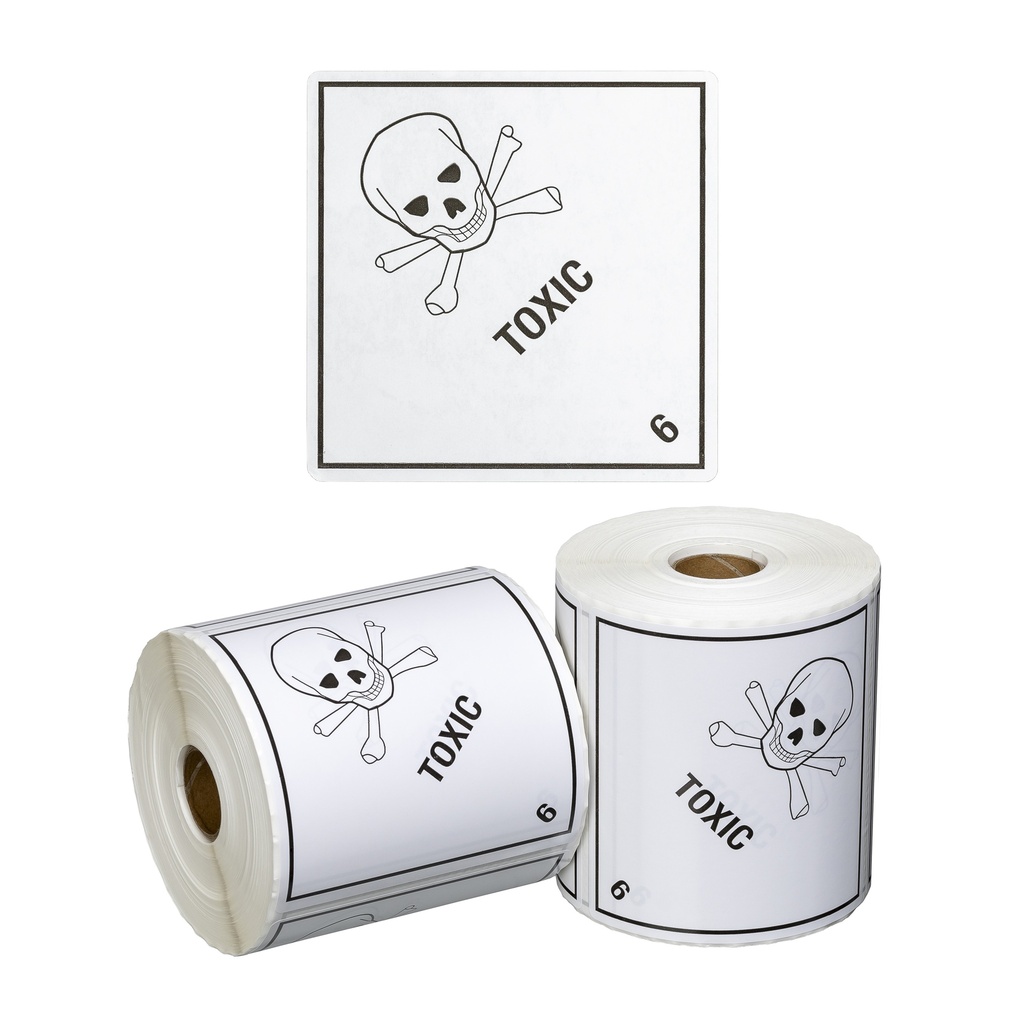 DG Label Toxic 6.1 - White/Black, 99mm x 99mm (500) Labels/Roll