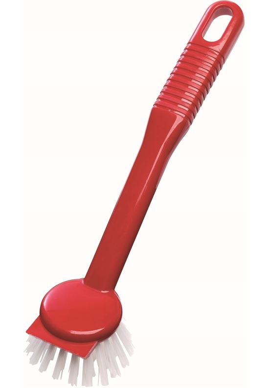 Standard Dish Brush - Red, Front Scraper