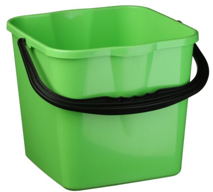 Square Bucket - Green, 12L Capacity