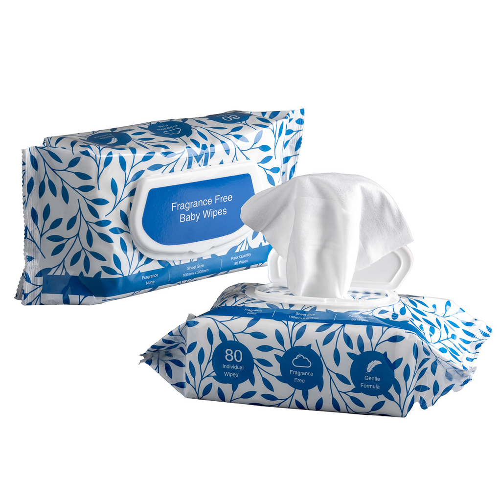 Non Fragranced Baby Wipes - White, 160mm x 200mm, 55gsm, 80 Wipes  