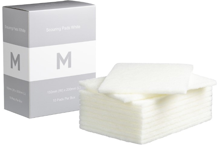 Regular Scouring Pads - White, 150mm x 200mm x 8mm 10 Pads
