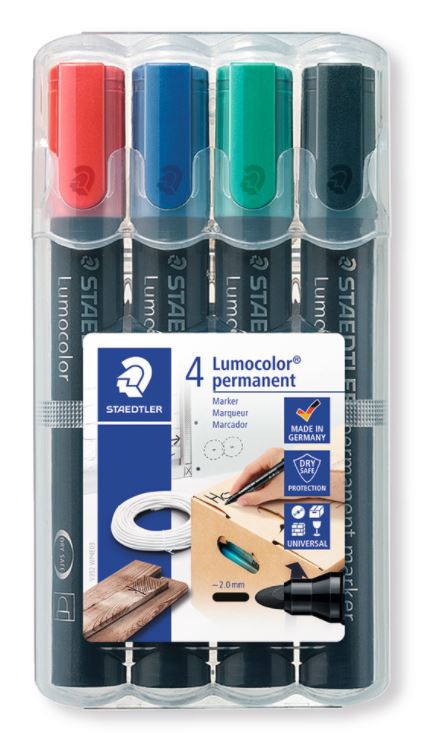 Staedtler Permanent Marker - Assorted, Bullet Tip 4 Markers