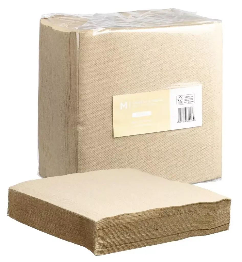 Quilted Dinner Napkins 1/4 Fold - Brown, 400mm x 400mm, 2 Ply, FSC Recycled® 100 Napkins