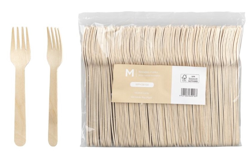 Wooden Fork - Natural, 160mm Long, FSC 100%® *Long Tooth Fork 100/Pack