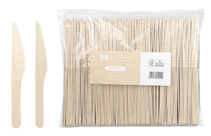 Wooden Knife - Natural, 160mm Long, FSC 100%® 100/Pack