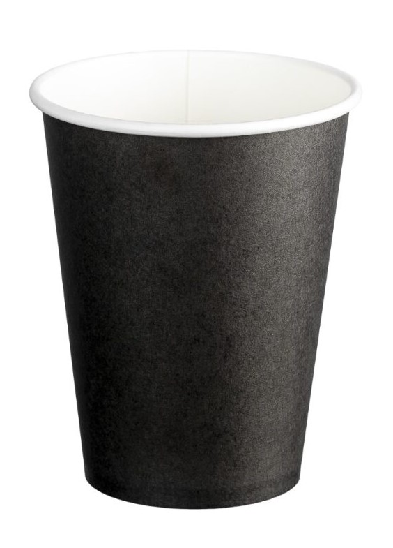 Single Wall PE Paper Cups - Black, 12oz, 390ml 50 Cups *90mm Diameter