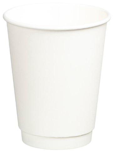 Double Wall PE Paper Cups - White, 12oz, 390ml 25 Cups *90mm Diameter
