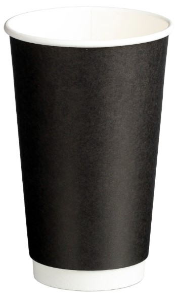 Double Wall PE Paper Cups - Black, 16oz, 510ml 25 Cups *90mm Diameter
