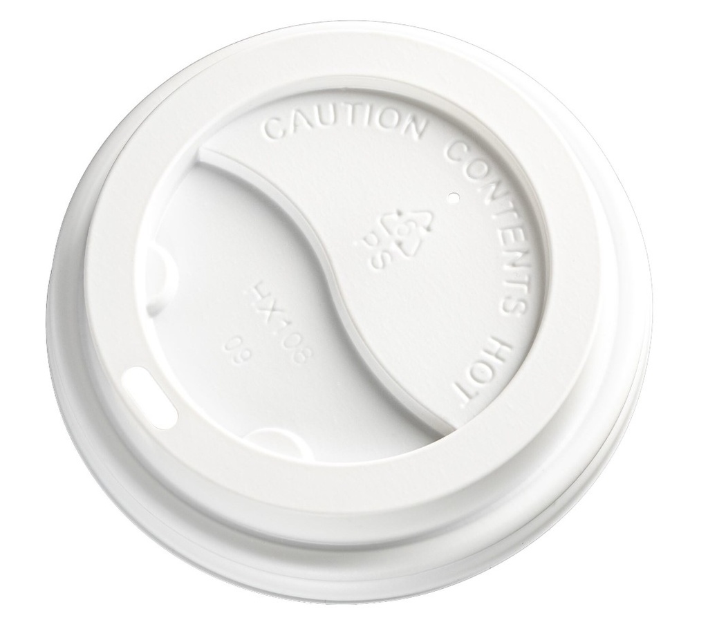 PS Plastic Cup Lids - White, 90mm Diameter 50 Lids