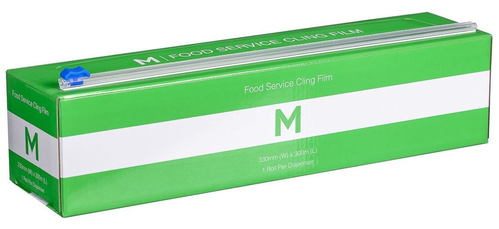 Premium Cling Film Dispenser - Clear, 330mm x 300m x 9mu  