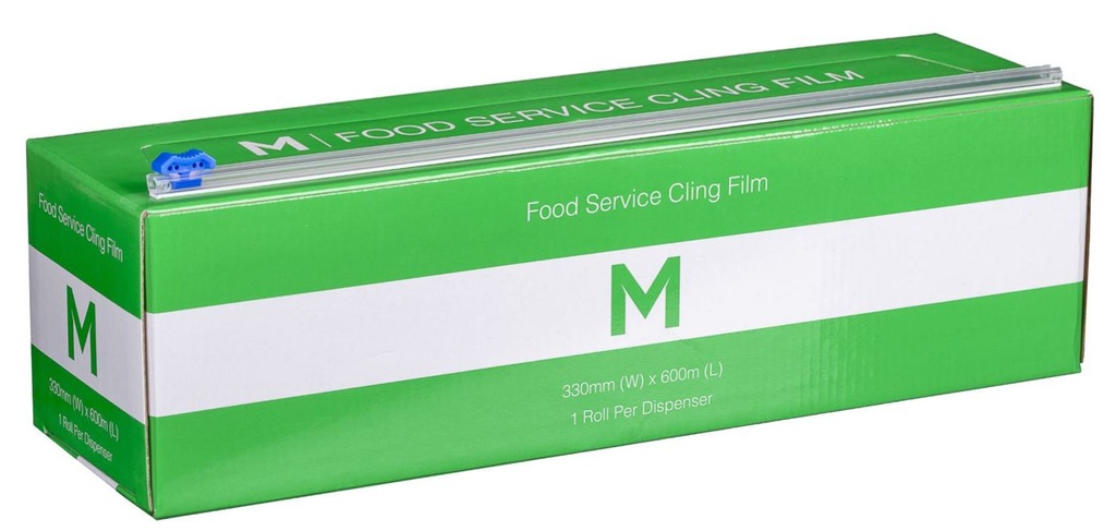 Premium Cling Film Dispenser - Clear, 330mm x 600m x 9mu