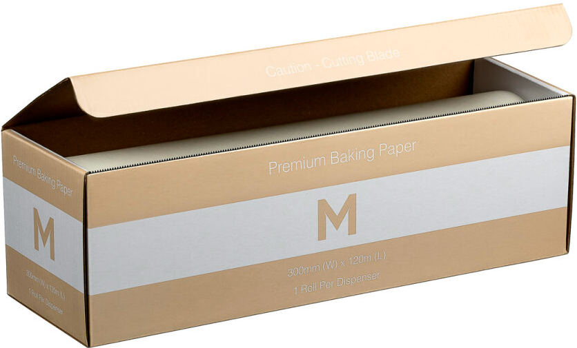 Premium Baking Paper Dispenser - White, 300mm x 120m, 45gsm *230C° Resistance   