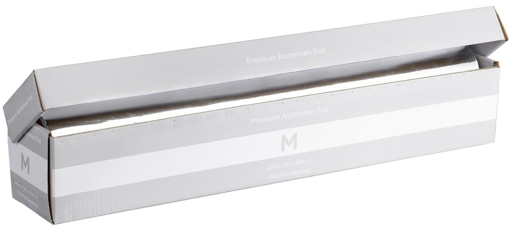 Premium Aluminium Foil Dispenser - Silver, 440mm x 90m x 13mu *Regular Duty 