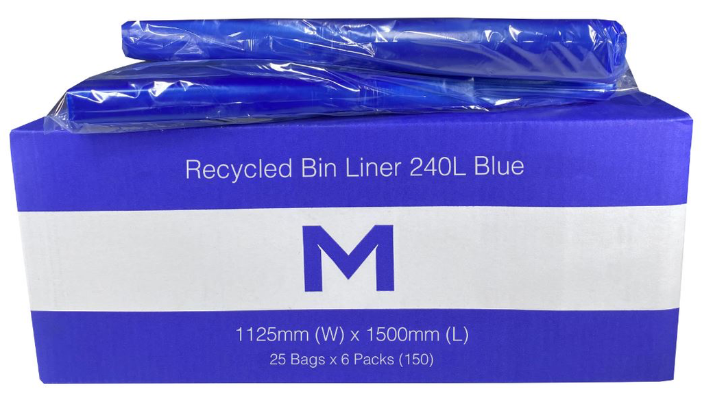 FP Recycled Bin Liner 240L - Blue, 1125mm x 1500mm x 30mu 25 Bags/Pack