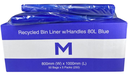 Extra Thick Recycled Bin Liner 80L - Blue, 800mm x 1000mm x 40mu 50 Bags/pk -"WITH HANDLES"