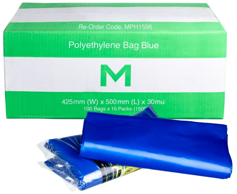 FP Polyethylene Bag - Blue, 425mm x 500mm x 30mu 100 Bags/Pack