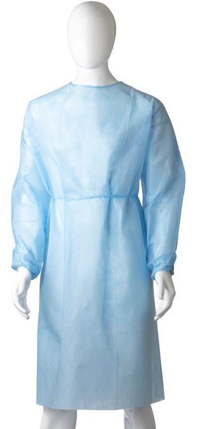 Polypropylene Isolation Gown - Blue, 1200mm x 1400mm, 40gsm