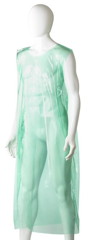 Polyethylene Sleeveless Aprons - Green, 800mm x 1400mm x 30mu 50 Aprons     