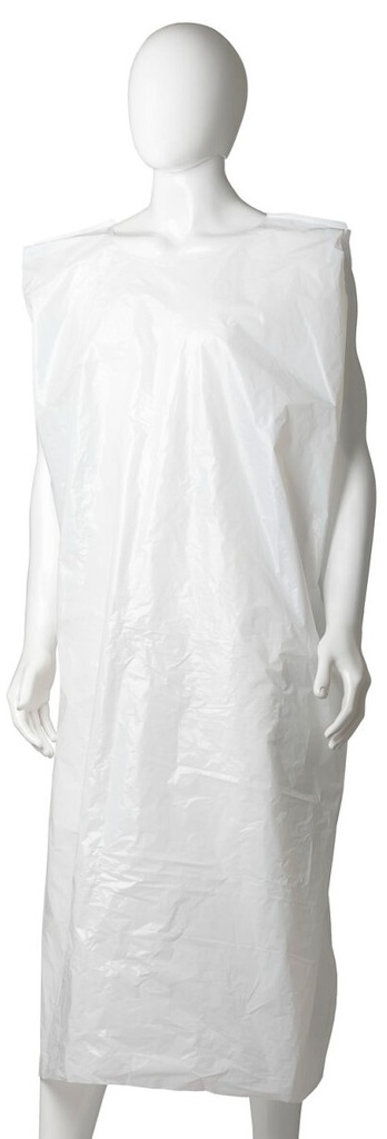 Polyethylene Sleeveless Aprons - White, 800mm x 1400mm x 30mu 50 Aprons