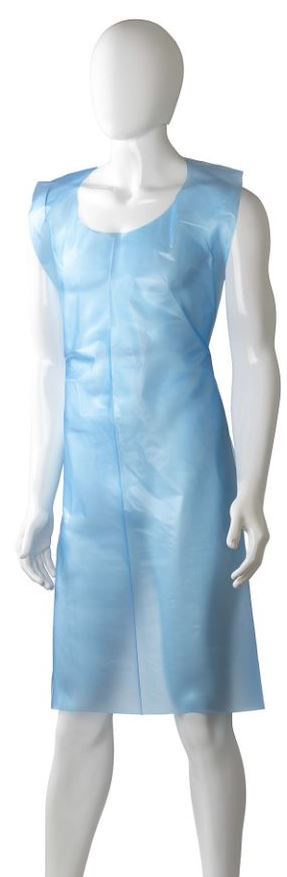 Polyethylene Back Tie Apron - Blue, 800mm x 1250mm x 20mu 50 Aprons *Light Duty