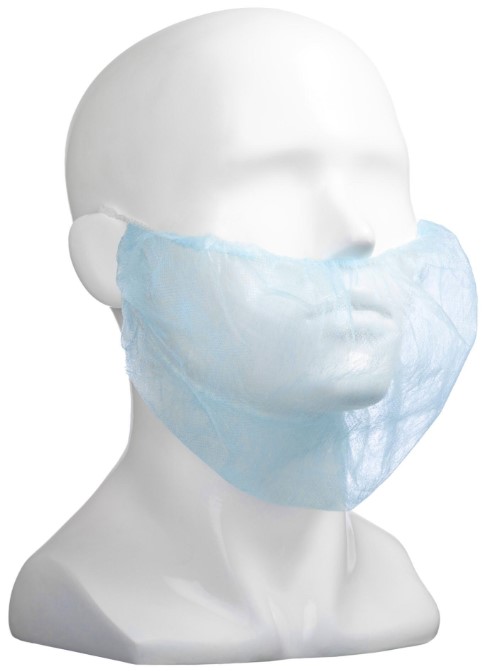 Polypropylene Beard Covers Double Loop - Blue, 230mm x 430mm, 12gsm 100 Covers/Pack    
