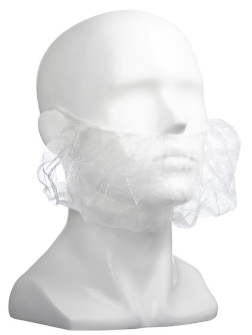 Polypropylene Beard Covers Double Loop - White, 230mm x 430mm, 12gsm 100 Covers/Pack            