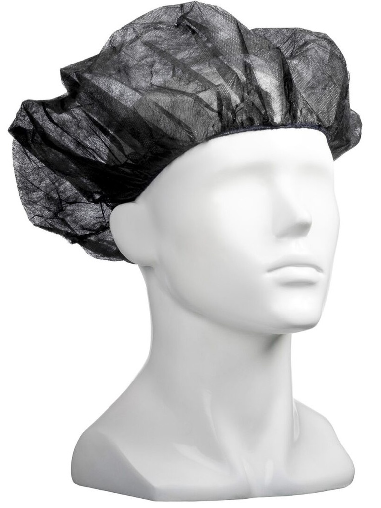 Polypropylene Bouffant Hats - Black, 610mm Wide, 12gsm 50 Hats/Pack *For Larger Hair Styles   