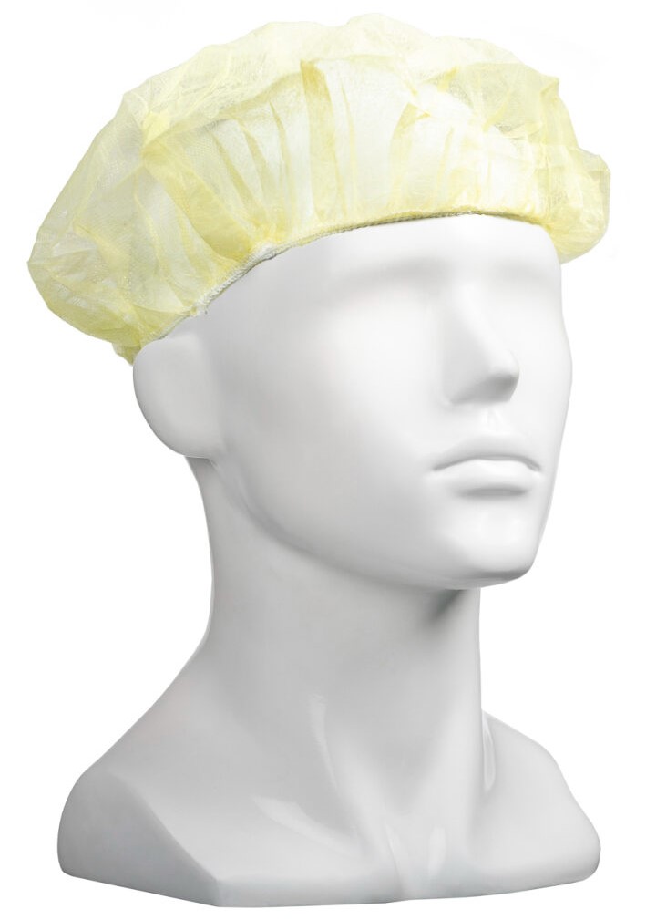 Polypropylene Bouffant Hats - Yellow, 610mm Wide, 12gsm 50 Hats/Pack *For Larger Hair Styles   