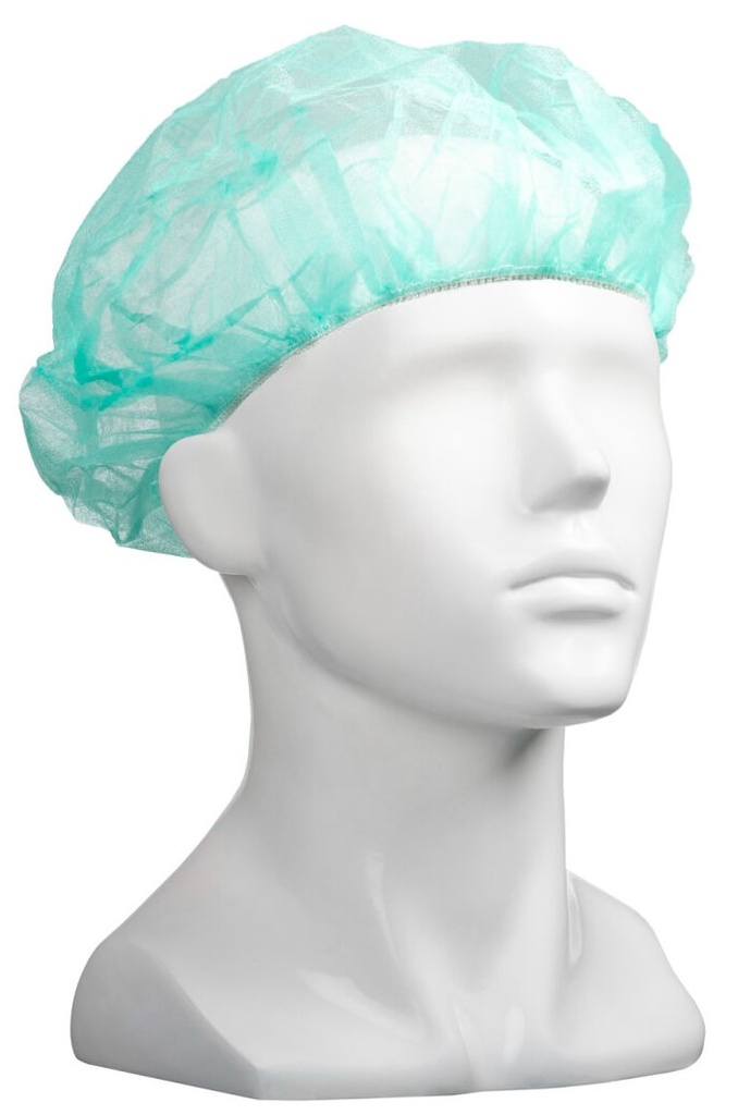 Polypropylene Bouffant Hats - Green, 610mm Wide , 12gsm 50 Hats/Pack *For Larger Hair Styles   