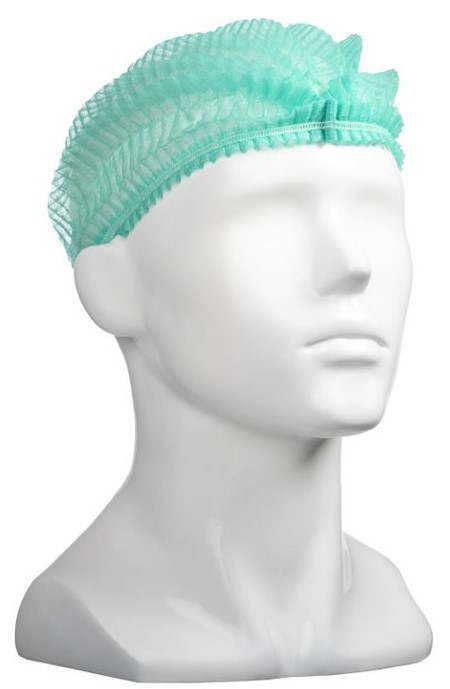 Polypropylene Crimp Hats - Green, 530mm Wide, 12gsm 100 Hats/Pack   