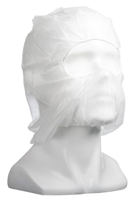Polypropylene Full Face Balaclavas - White, Elasticated, 25gsm 50 Balaclavas/Pack
