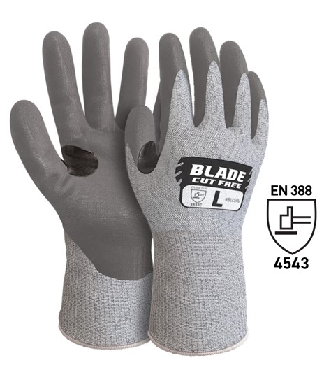 PU Smooth Cut Resistant Gloves - Grey/Black, L, 15 Gauge *Rating - 4543C                           