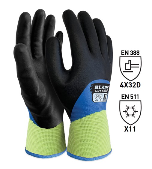 Nitrile Waterproof Thermal Work Glove - Black/Yellow, M