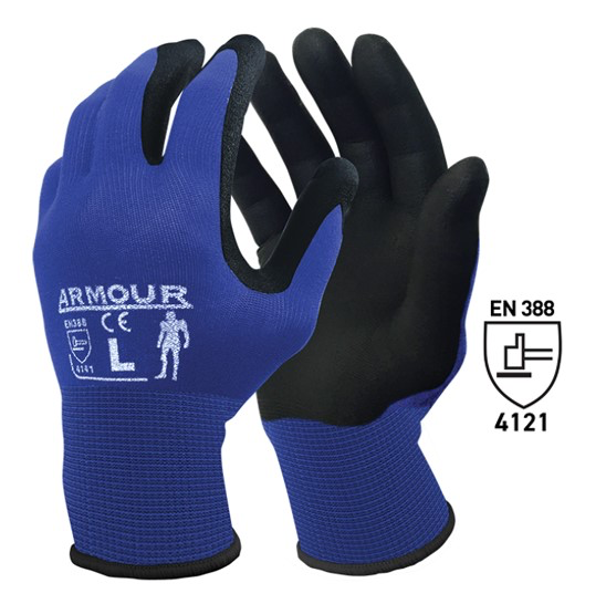 Nitrile Sandy Work Gloves - Blue/Black, XL - 1 Pair                                 