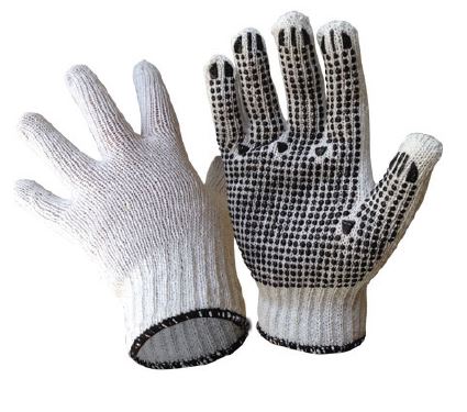 Cotton Dot Gloves - White/Black, 250mm Cuff, 730g/Dozen, 7 Gauge 12 Pair/Pack