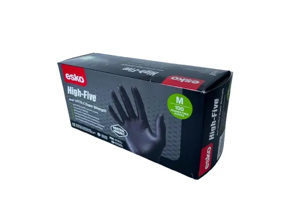 Esco High-Five nitrile gloves Black 6ml* Size Medium (Pack of 100)