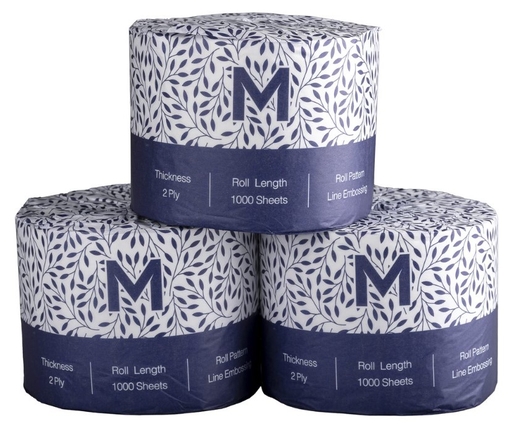[MPH27225] Matthews Wrapped Toilet Tissue - White, 2 Ply, 1000 Sheets (18)