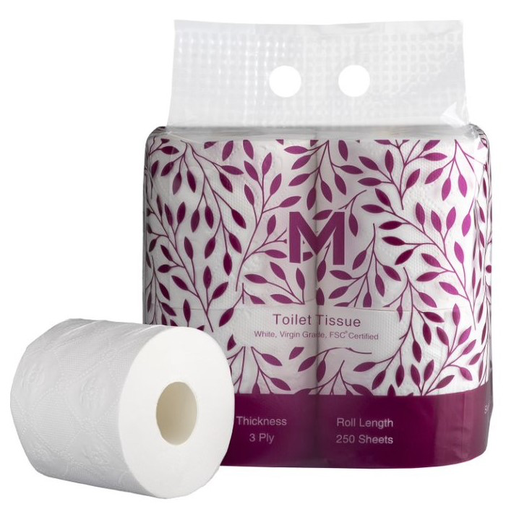 [MPH27235] Matthews Luxury Unwrapped Toilet Tissue - White, 3 Ply, 250 Sheets (48)