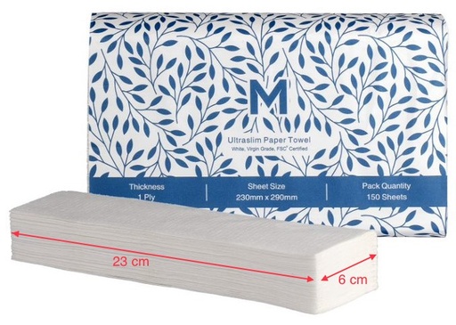 [MHP27090] Matthews Ultraslim Paper Towel - White, 230mm x 290mm, 1 Ply (3000) 