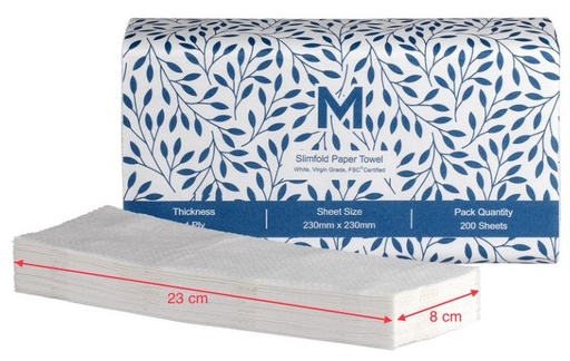 [MPH27110] Matthews Slimfold Paper Towel - White, 230mm x 230mm, 1 Ply (4000)