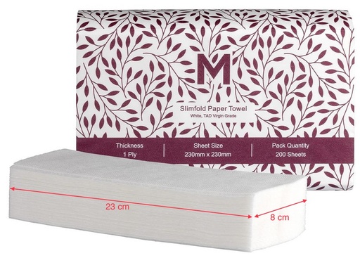 [MPH27120] Matthews Luxury TAD Slimfold Paper Towel - White, 230mm x 230mm, 1 Ply (4000)