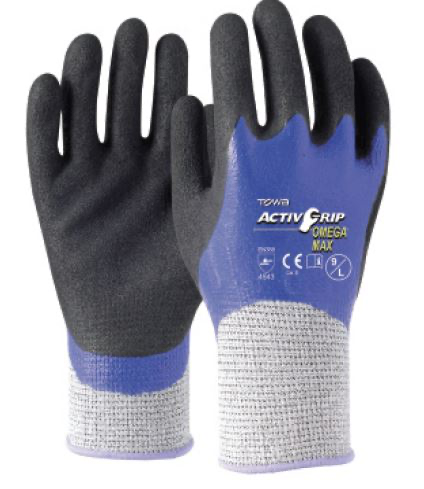 [MPH29840] ActivGrip Omega Max Gloves - Blue/Black, M (- 1 Pair)  *Cut 5 Protection