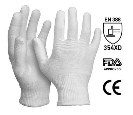 Processing Cut Resistant Gloves - White, M (- 1 Pair) *Cut 5 Protection                                 