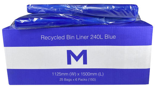 FP Recycled Bin Liner 240L - Blue, 1125mm x 1500mm x 30mu 25 Bags/Pack