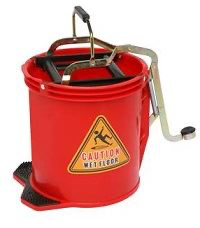 [MPH33572] Metal Wringer Bucket - Red, 16L Capacity