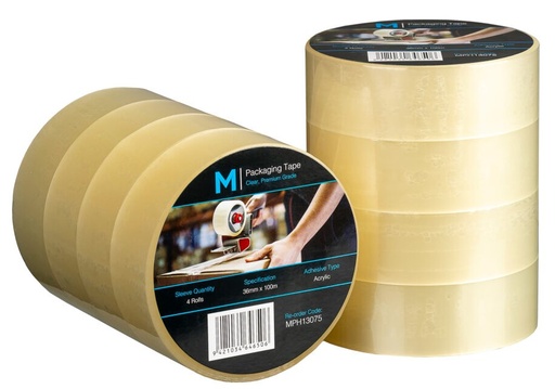 Premium Acrylic Packaging Tape - Clear, 36mm x 100m x 55mu