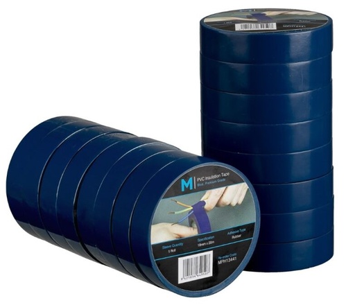 PVC Electrical Insulation Tape - Blue, 18mm x 20m x 180mu