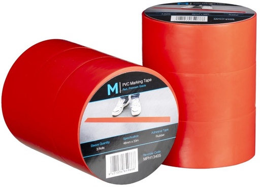 PVC Floor Marking Tape - Red, 48mm x 33m x 150mu