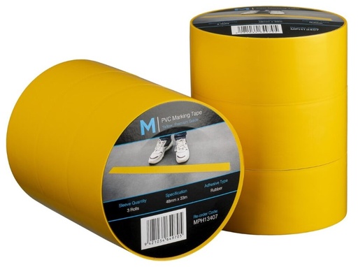 PVC Floor Marking Tape - Yellow, 48mm x 33m x 150mu