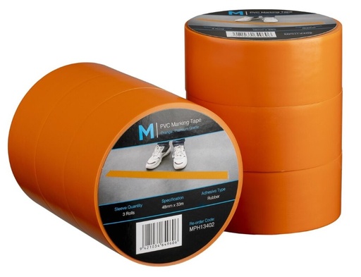 PVC Floor Marking Tape - Orange, 48mm x 33m x 150mu